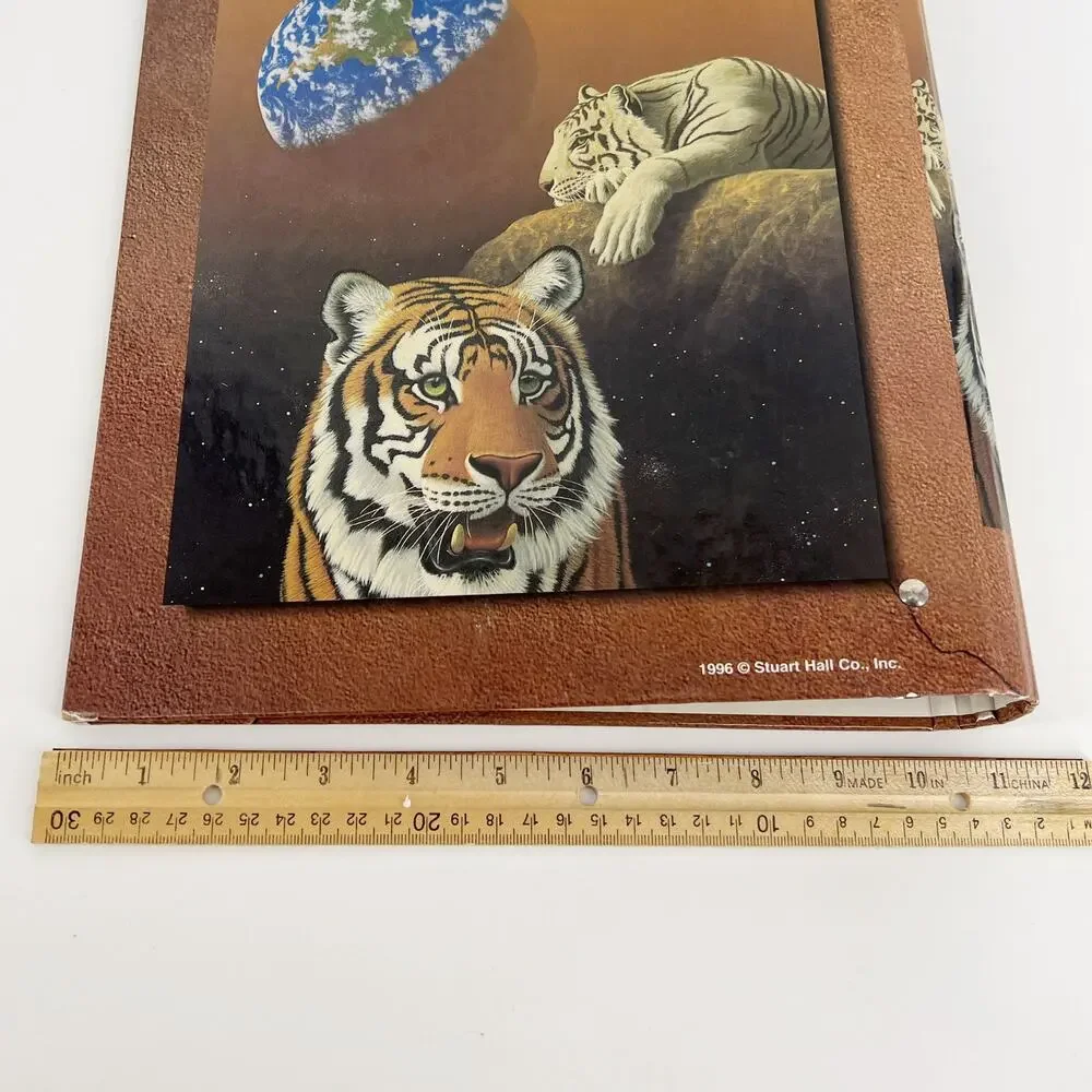 90s Stuart Hall tiger conservation 3 ring binder 1990s vintage